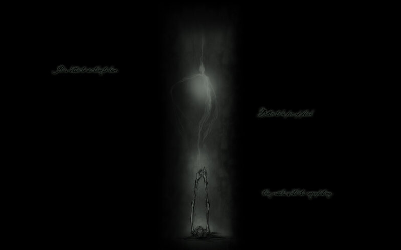 dark figure with text