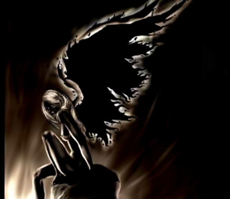 dark figure with wings
