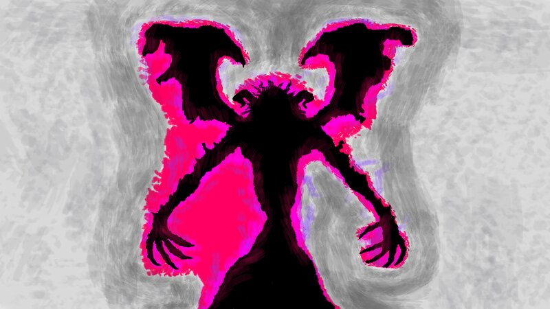 Dark Figure with Wings — Black, Dramatic