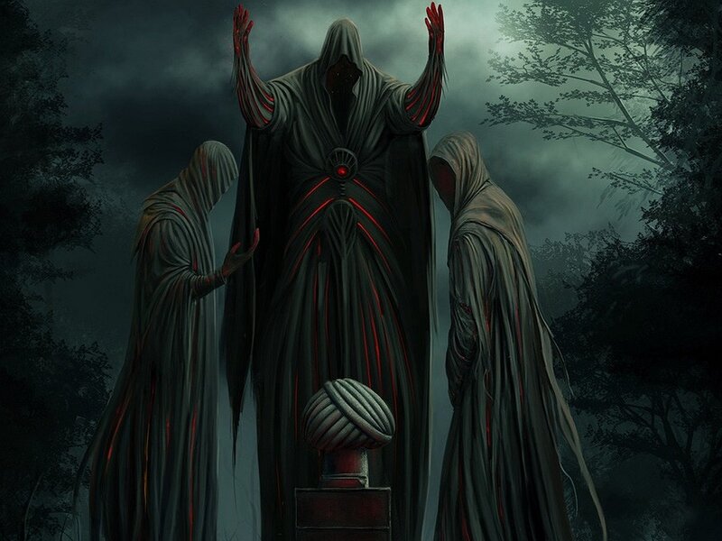 Dark figures in a forest