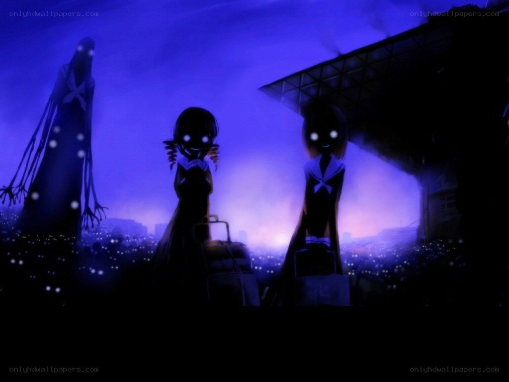 Dark figures in a purple city