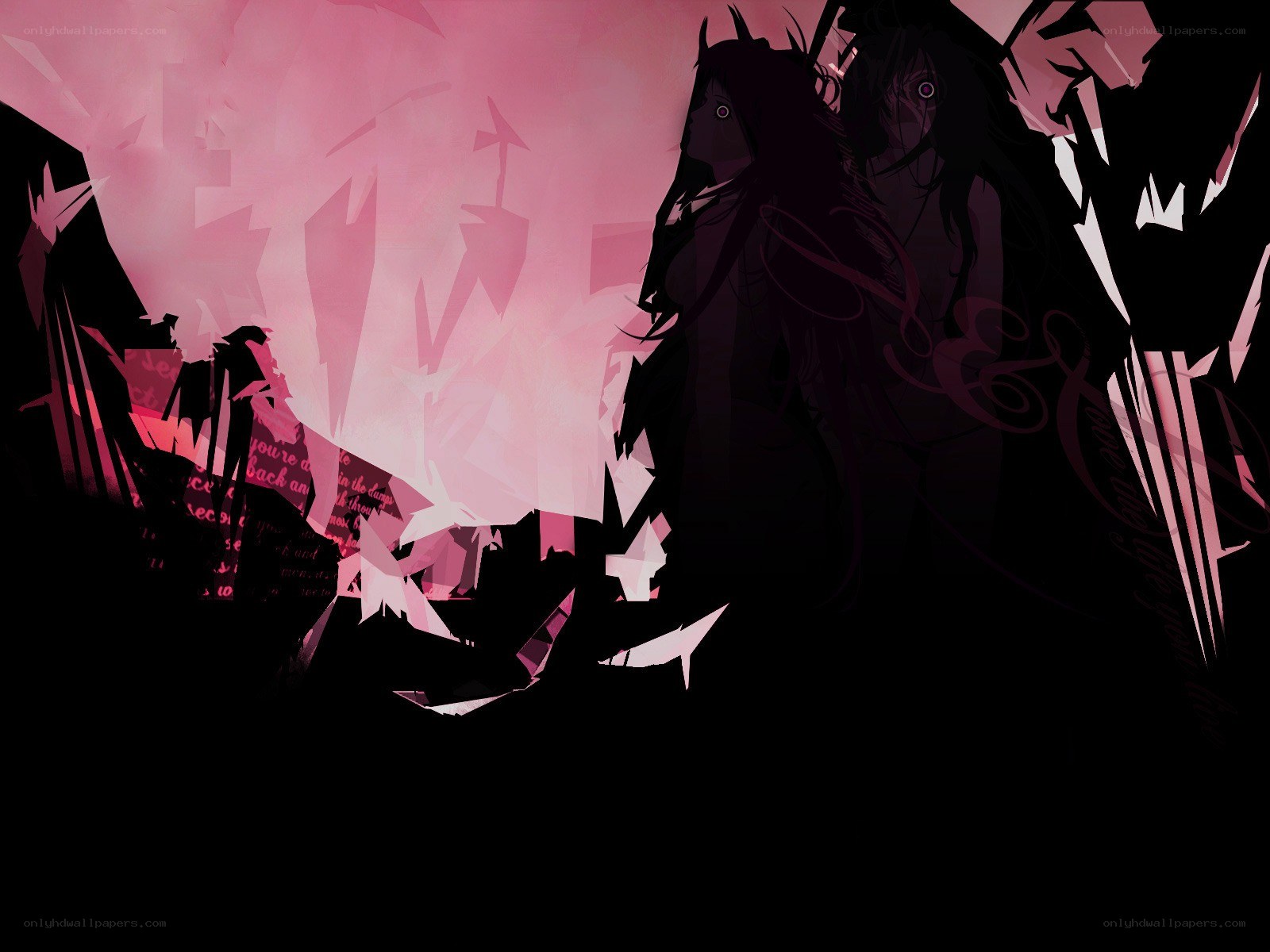 dark figures in pink chaos