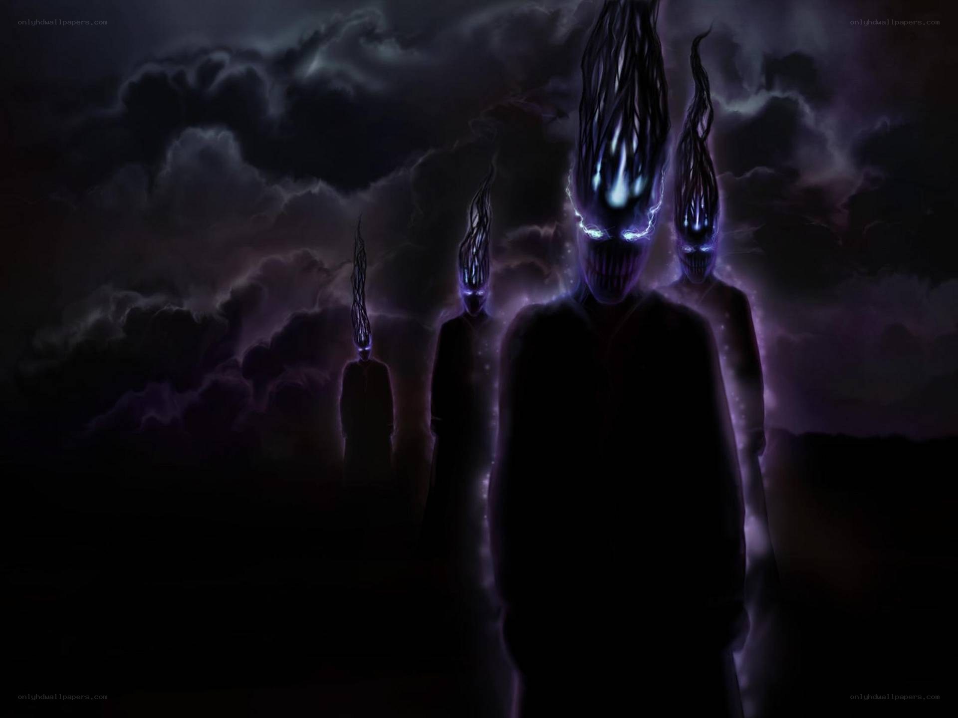 dark figures in stormy sky