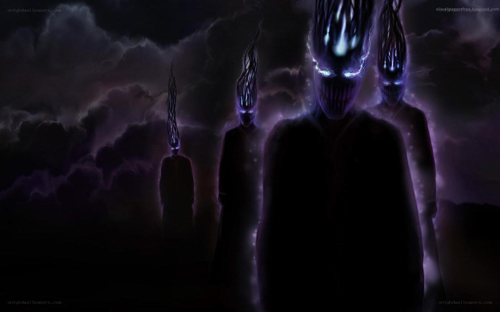 dark figures in stormy sky