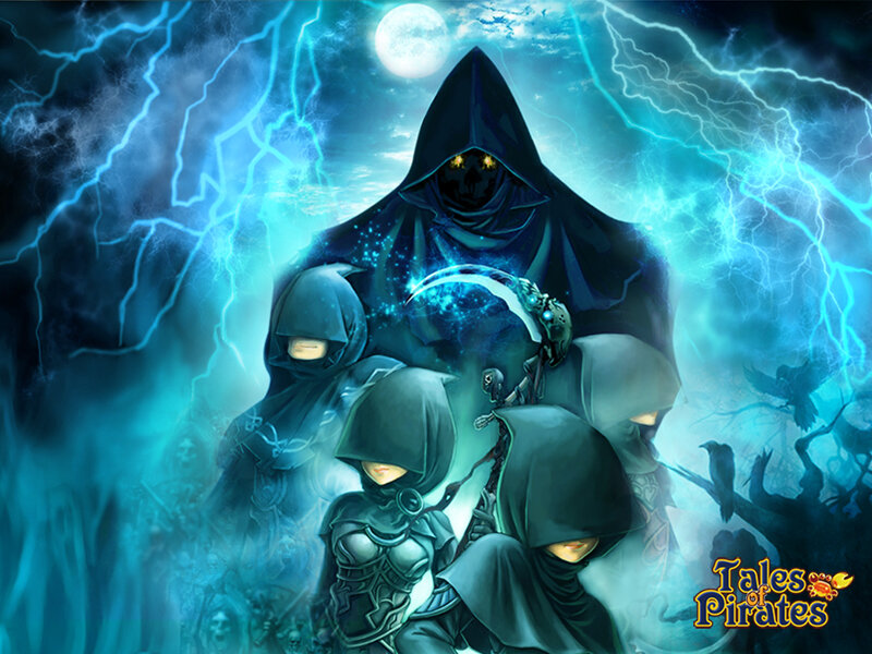 Dark figures under a stormy sky
