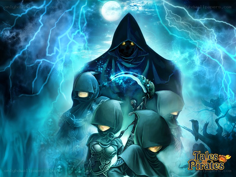 Dark figures under a stormy sky