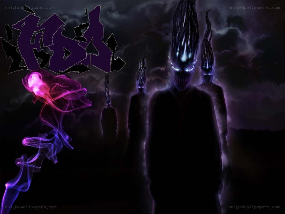 dark figures with glowing eyes