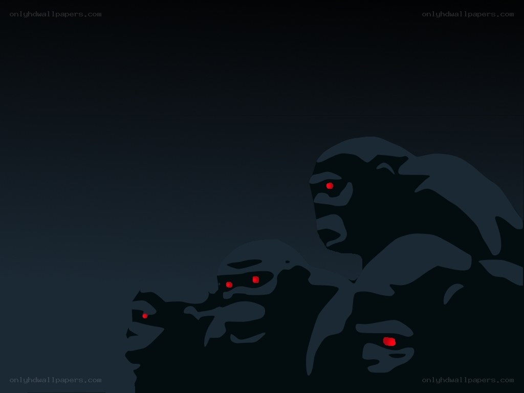 dark figures with red eyes