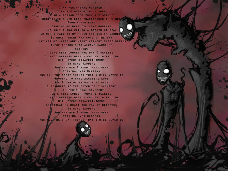 Dark figures with text