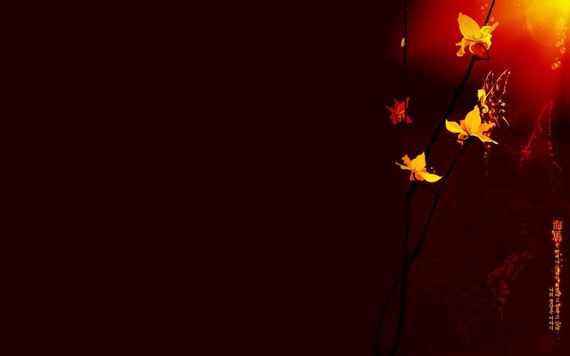 dark floral background with yellow flowers