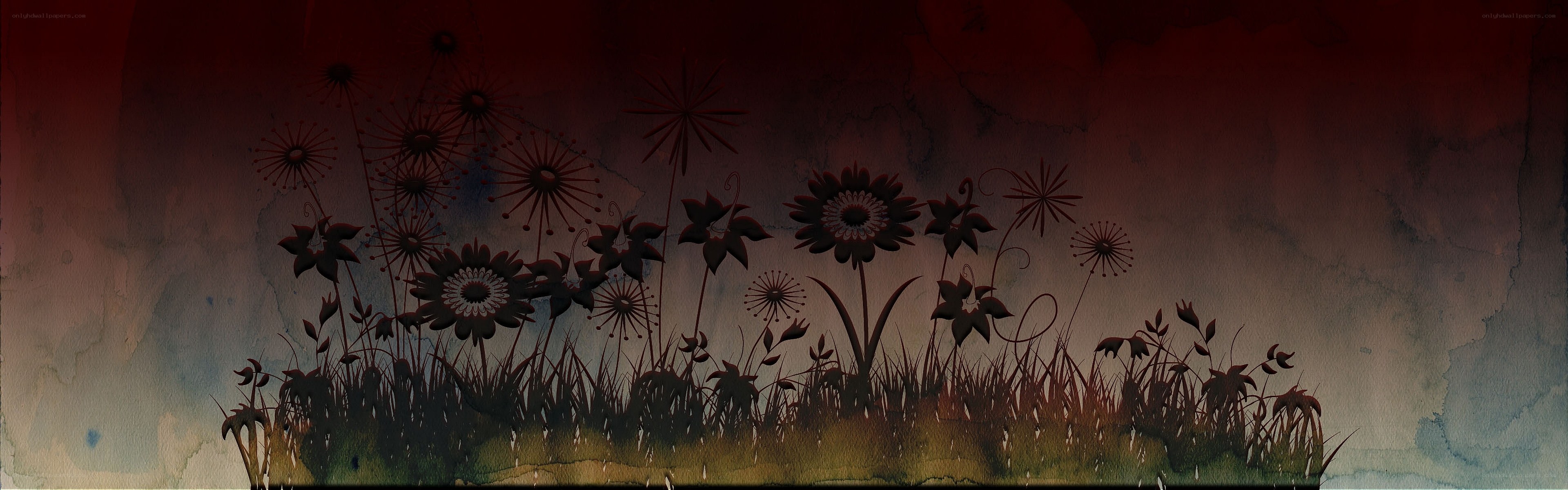 dark floral silhouette art