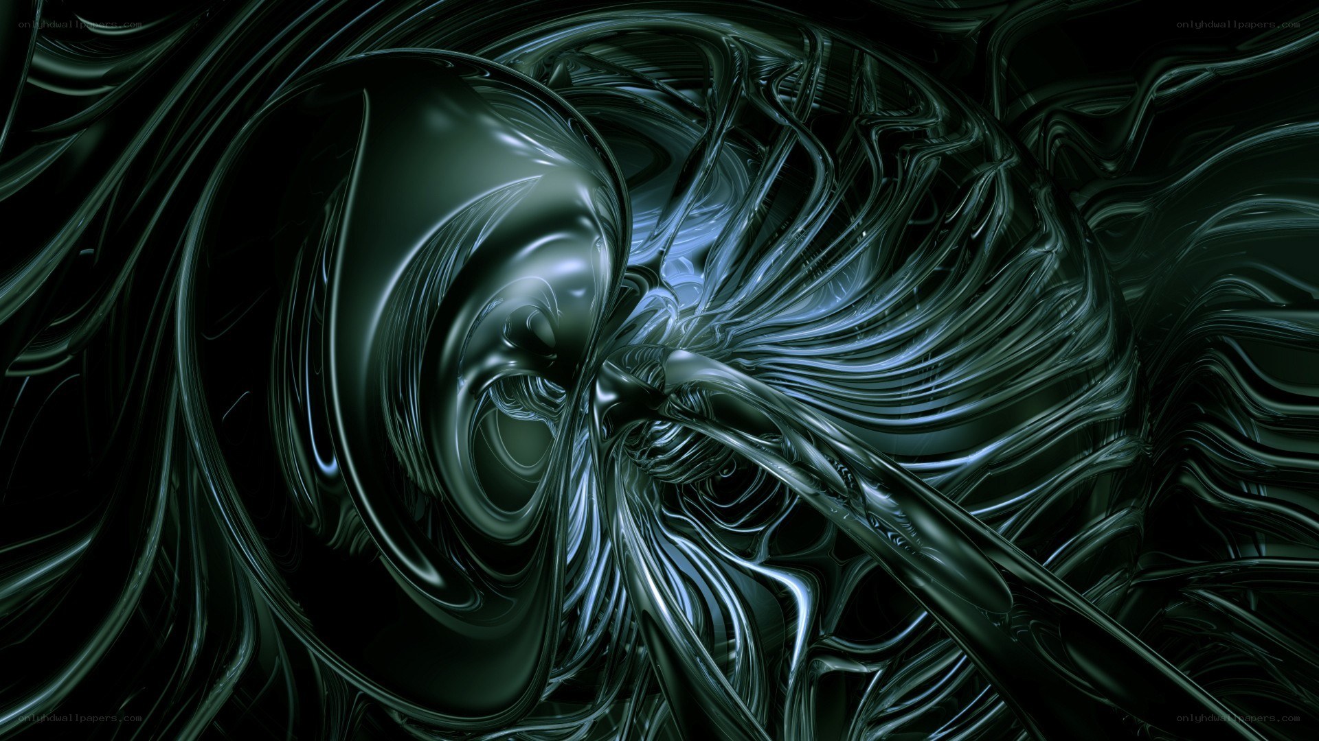 Dark fluid swirls abstract art
