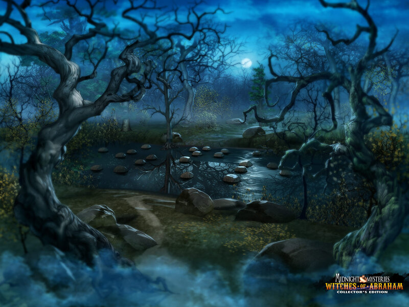 Dark Forest at Night — Blue, Mysterious, Digital Art