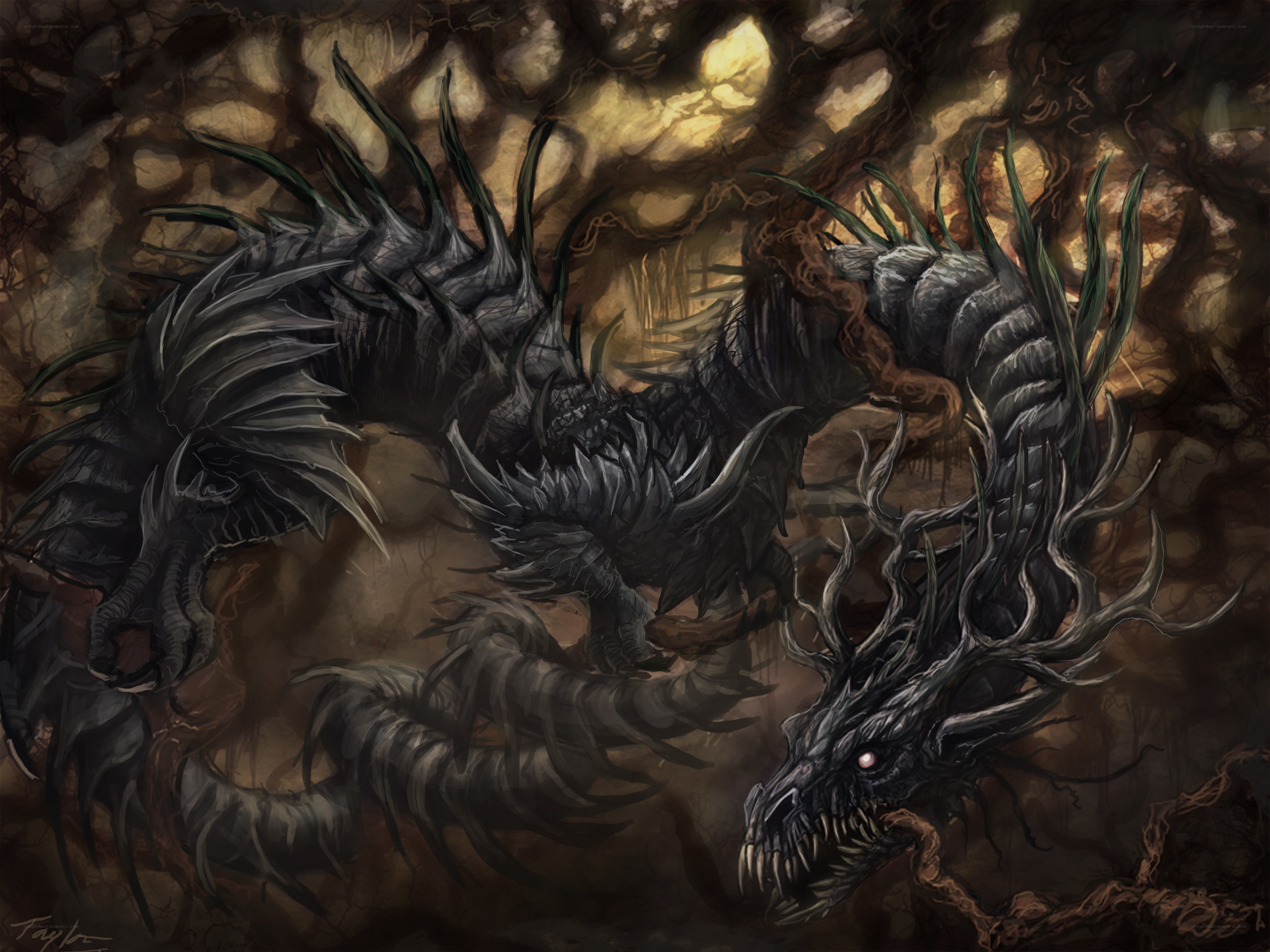 Dark forest dragon creature