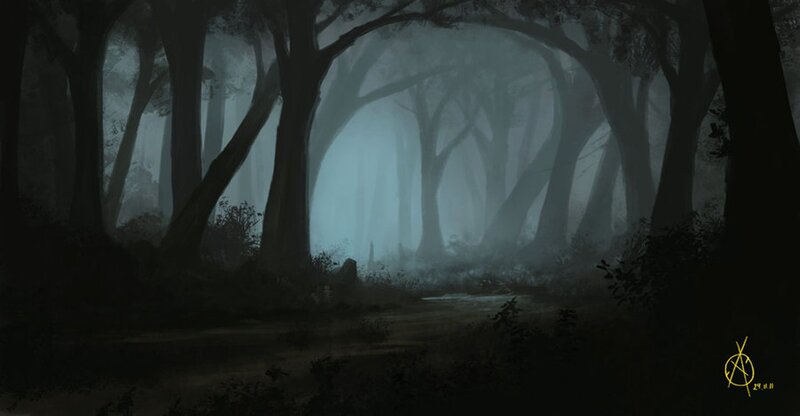 Dark Forest Path — Black, Mysterious