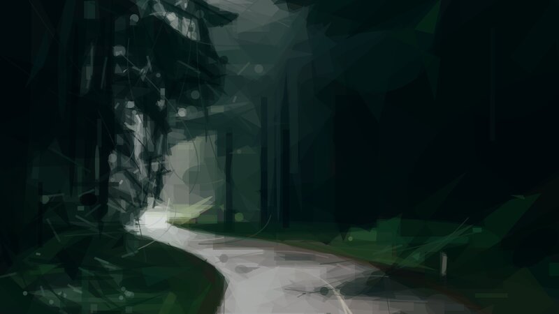 Dark Forest Path — Green, Mysterious, Night