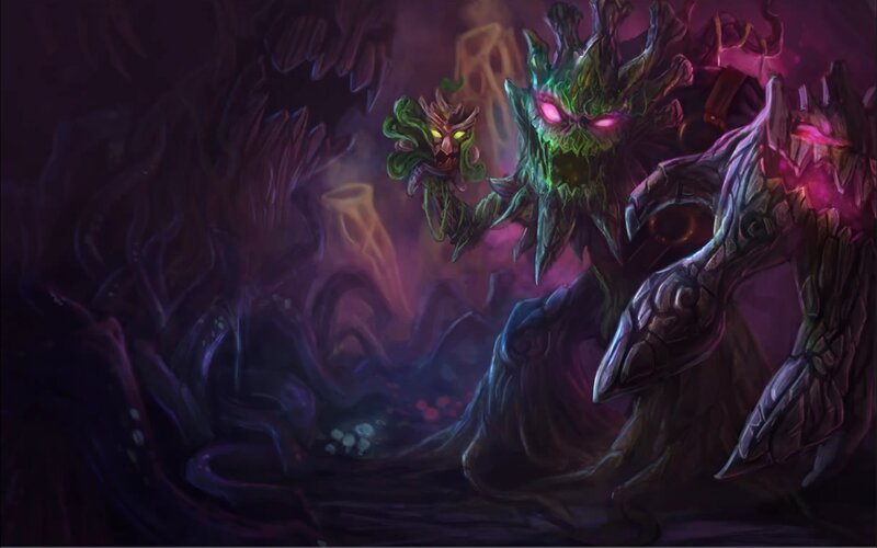 Dark forest spirit with glowing eyes