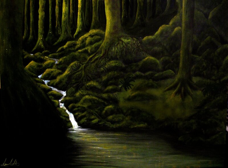 Dark forest stream