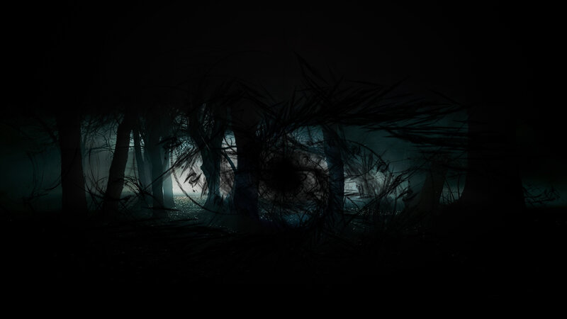 Dark Forest with Glowing Eye