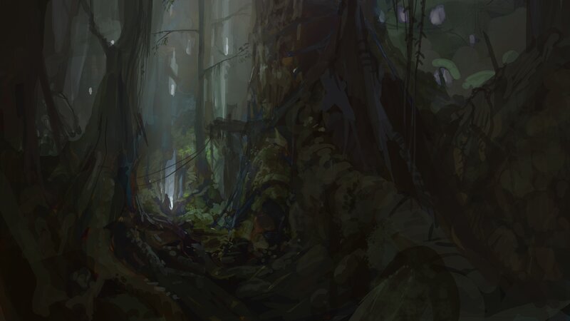 dark forest with light