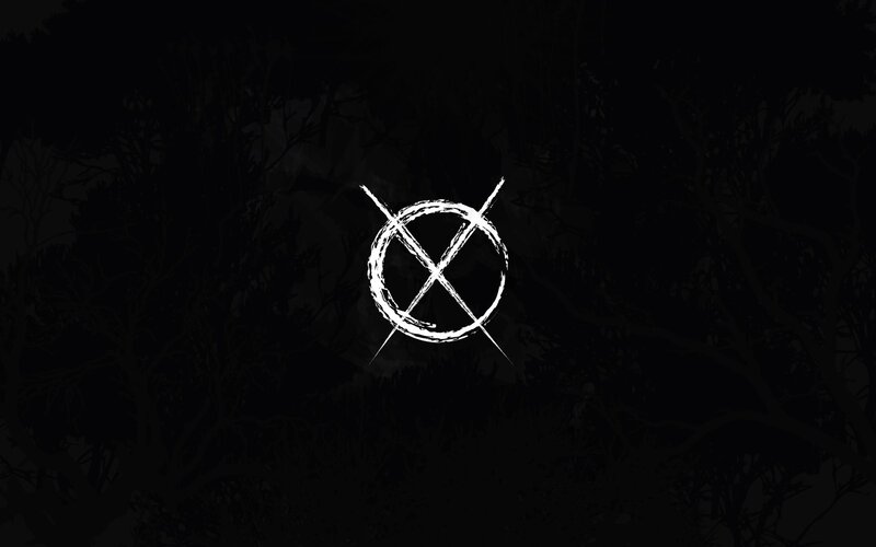 dark forest with symbol