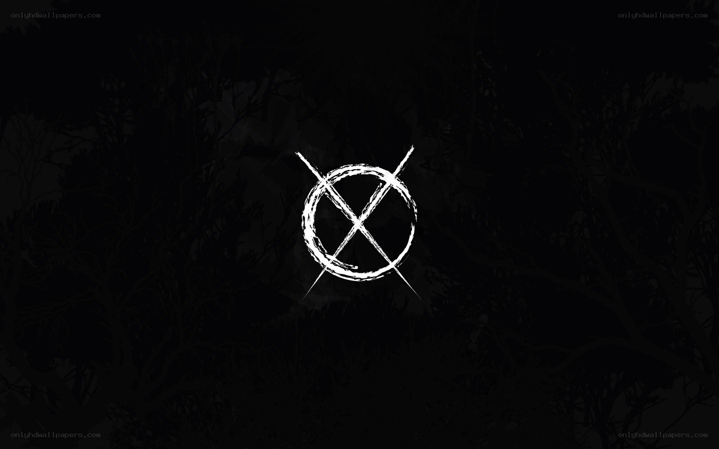 dark forest with symbol