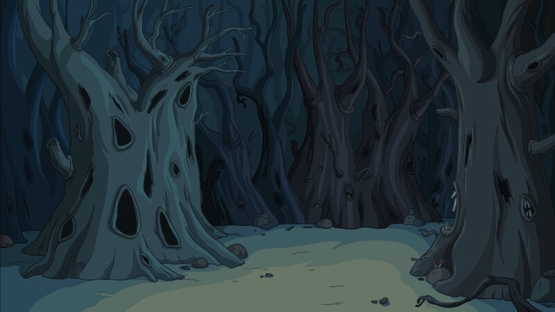 Dark Forest with Twisted Trees — Blue