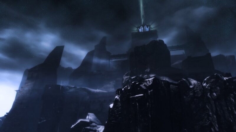 dark fortress at night