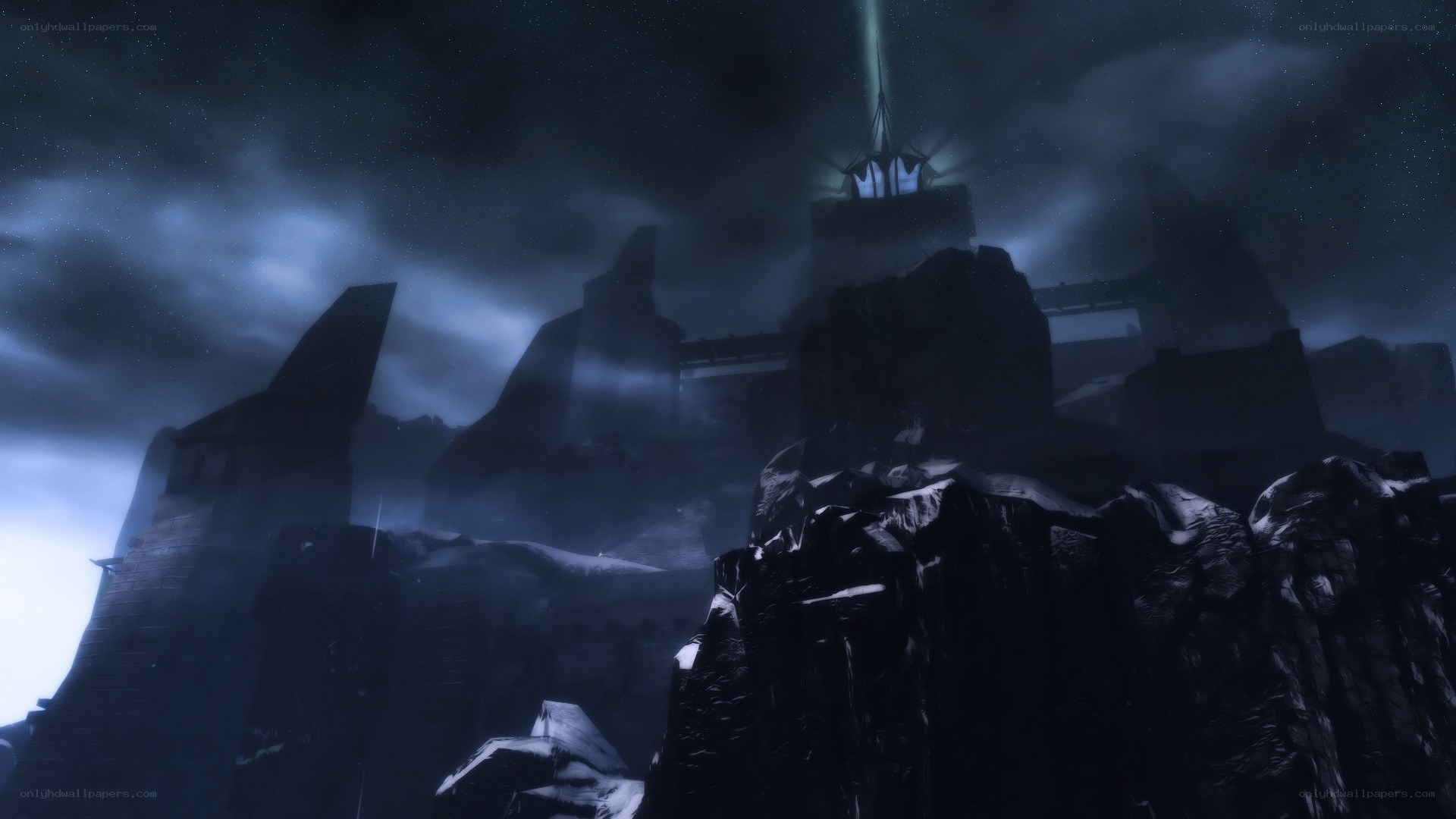 dark fortress at night