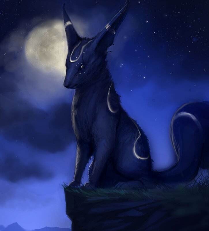 dark fox under moonlight