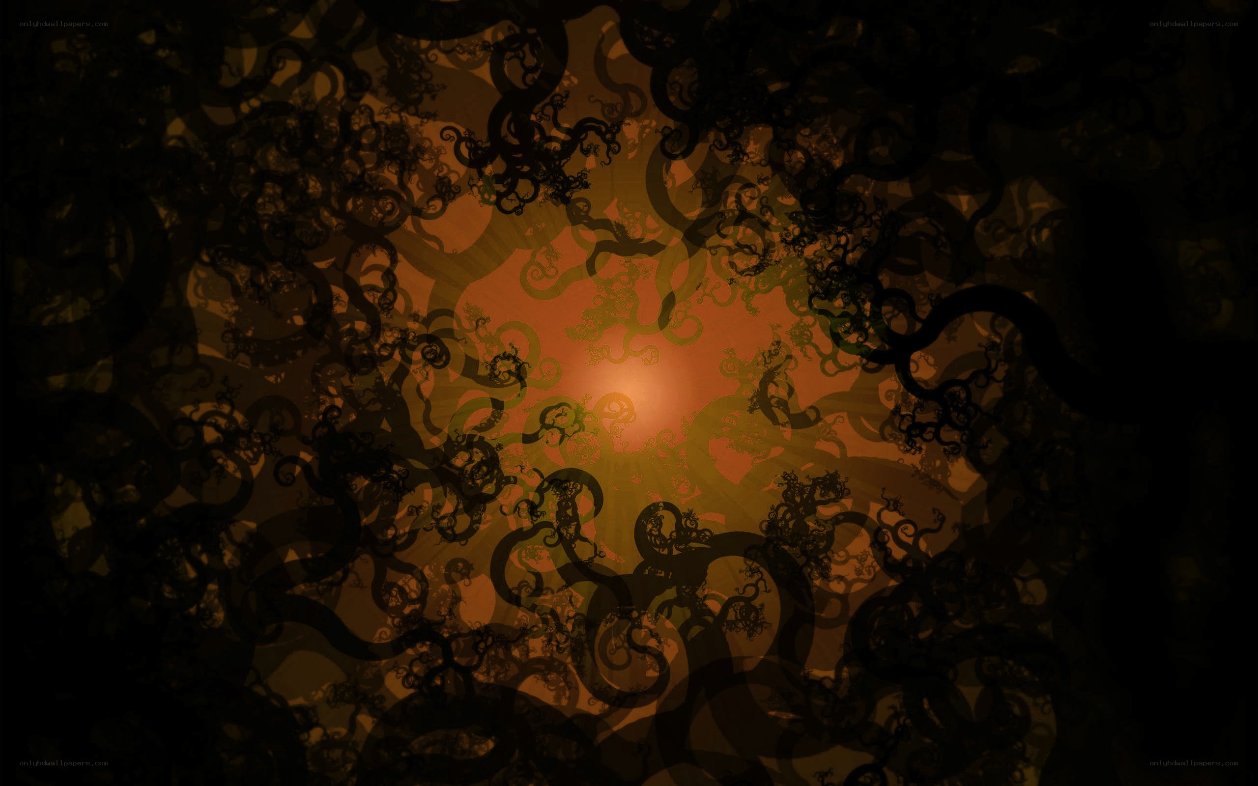 dark fractal patterns with glowing center