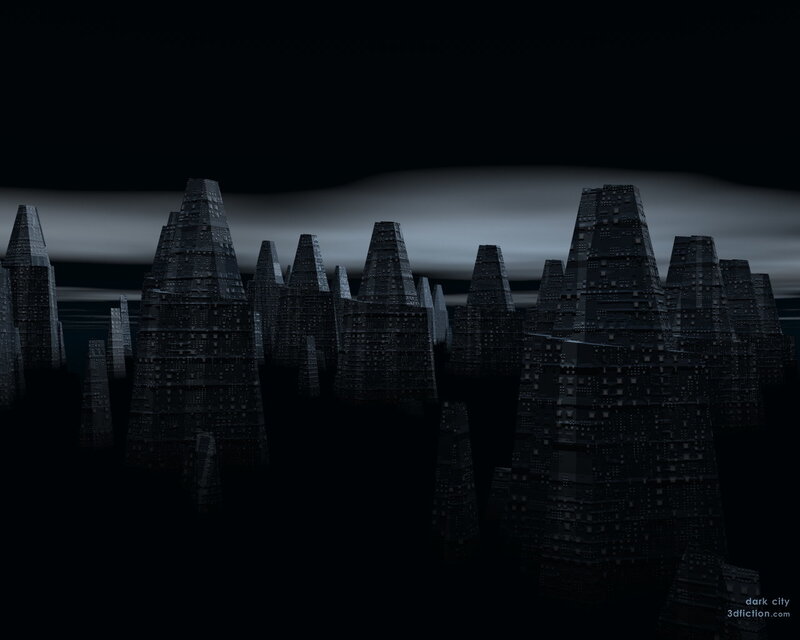 dark futuristic cityscape