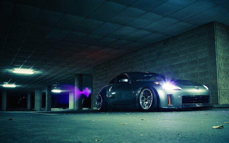 Dark garage sports car
