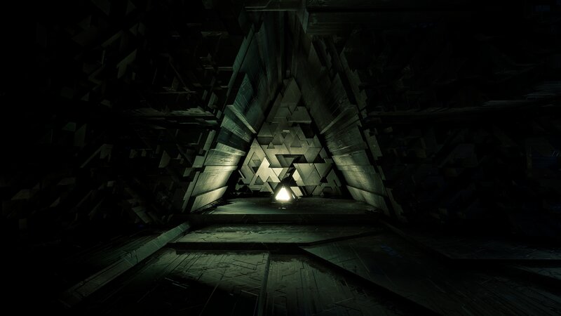 Dark Geometric Corridor — Black, 3d Render