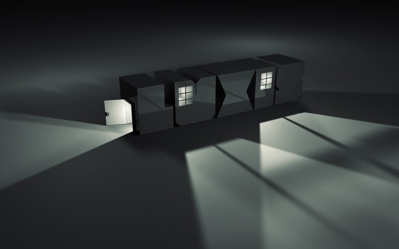 dark geometric house structure
