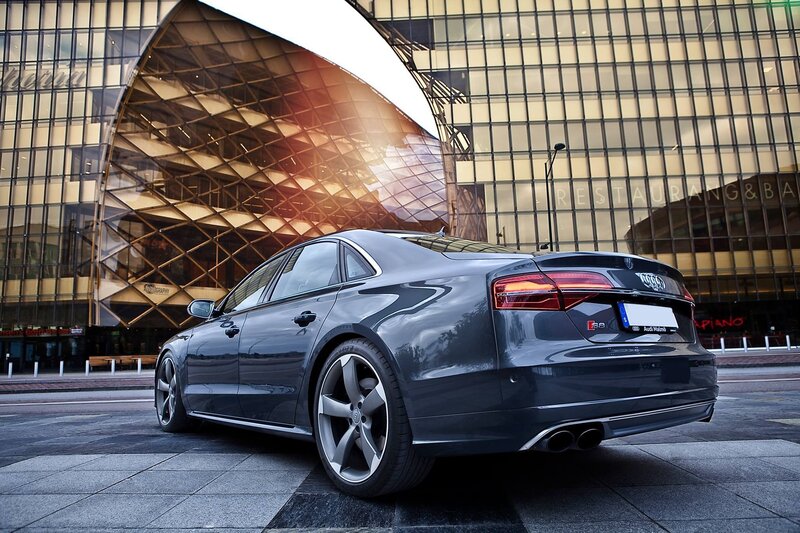 Dark Gray Audi Sedan — Dramatic