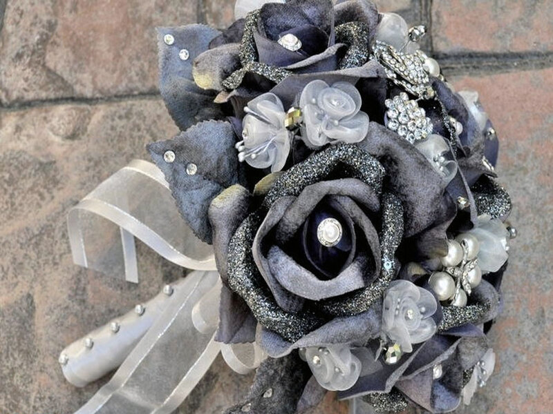 Dark Gray Floral Bouquet