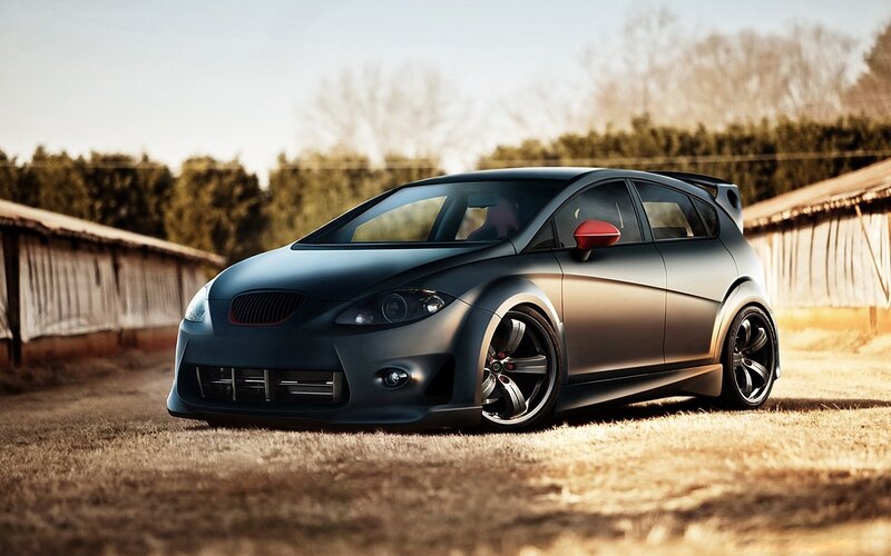 Dark Gray Hatchback Car — Dramatic, Sunset