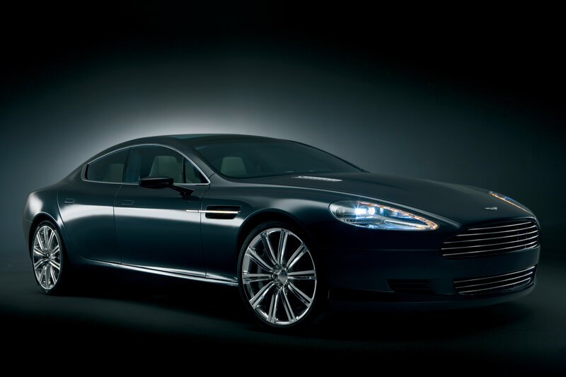Dark Gray Luxury Sedan — Black