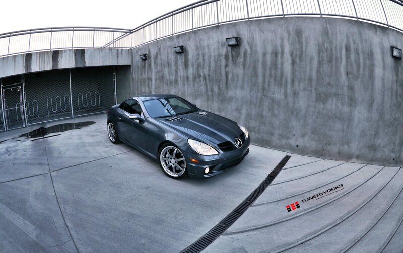 Dark gray Mercedes-Benz SLK parked