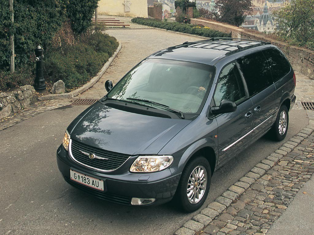Dark gray minivan on cobblestone street