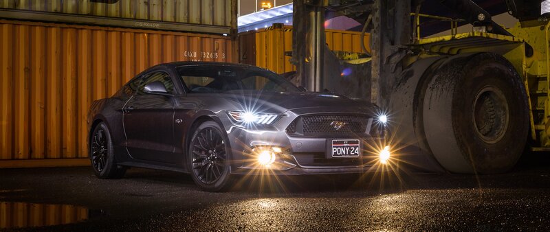 Dark Gray Mustang Car — Black