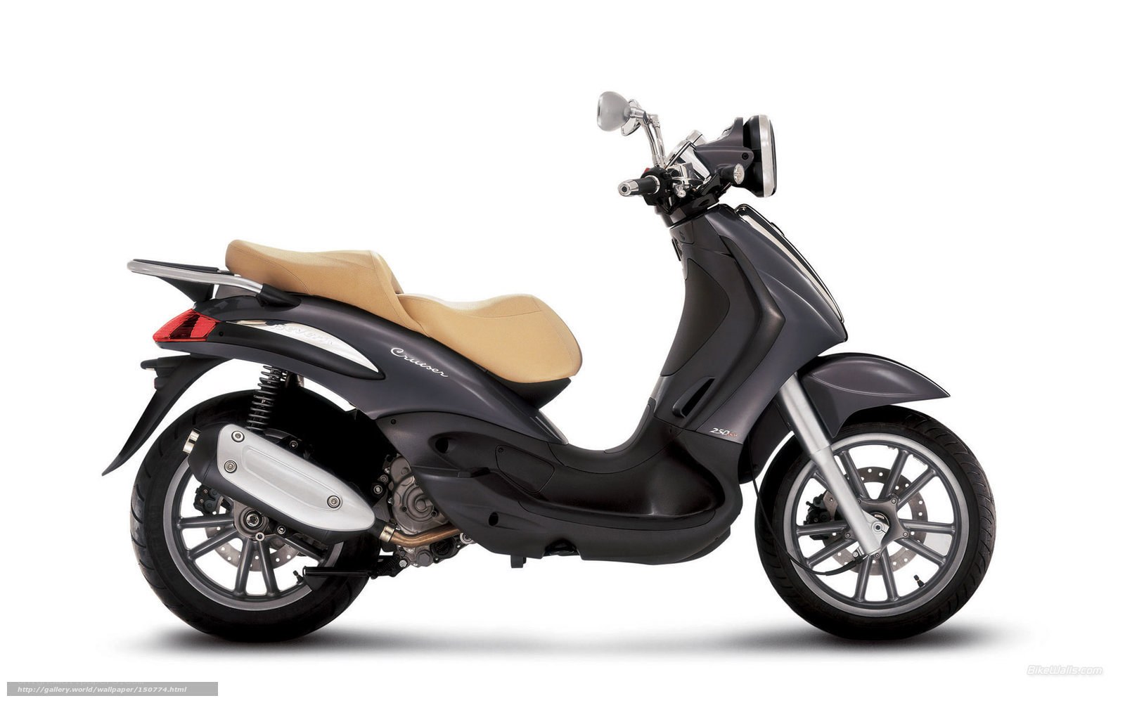 Dark gray scooter with beige seat