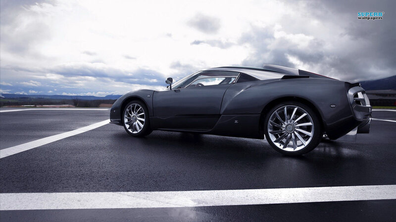 Dark Gray Sports Car — Dramatic, Afternoon, Photograph, Road, Clouds