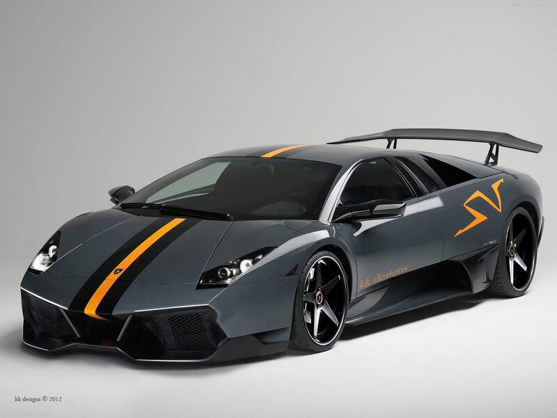 Dark Gray Sports Car — Dramatic, Photograph, Orange Stripes