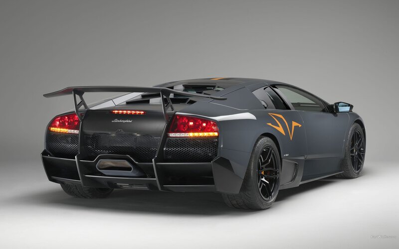 Dark Gray Sports Car — Dramatic, Photograph, Rear Wing, Taillights, Black Wheels
