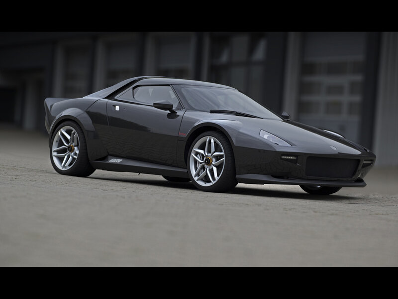 Dark Gray Sports Car — Dramatic