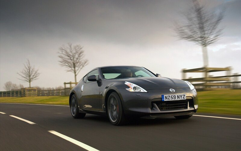 Dark Gray Sports Car — Dynamic, Autumn