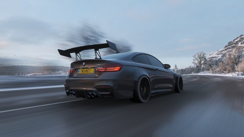 Dark Gray Sports Car — Dynamic, Winter