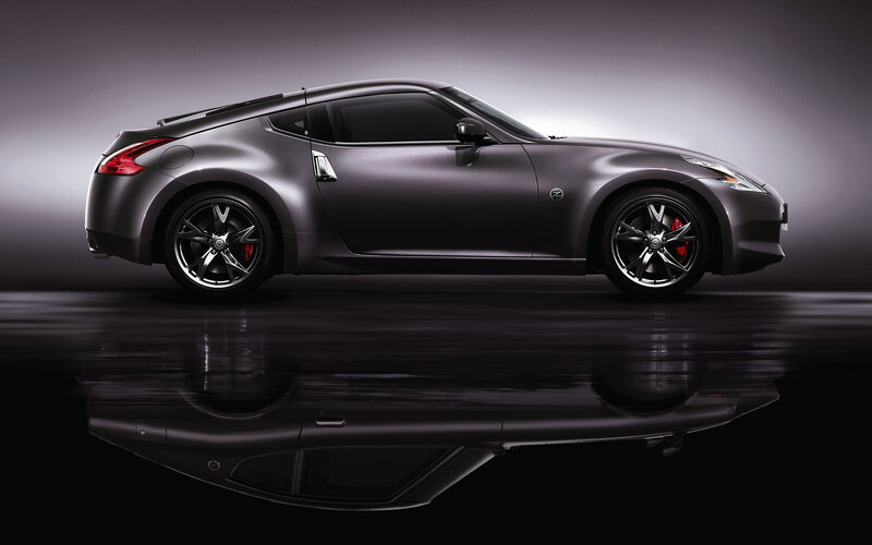 Dark gray sports car side profile